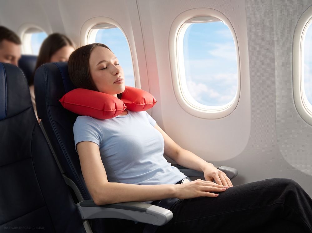 Надувная подушка под шею в чехле Sleep