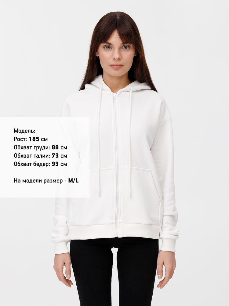Толстовка унисекс оверсайз на молнии Zippy Terry, белая, размер M/L