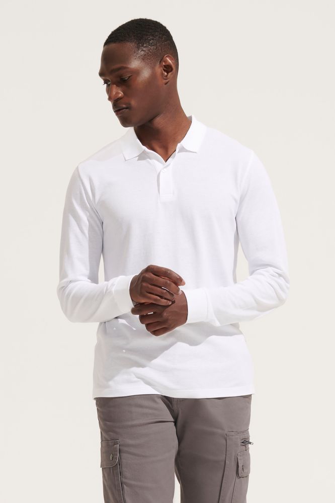 Рубашка поло унисекс с длинным рукавом Planet LSL, белая, размер L