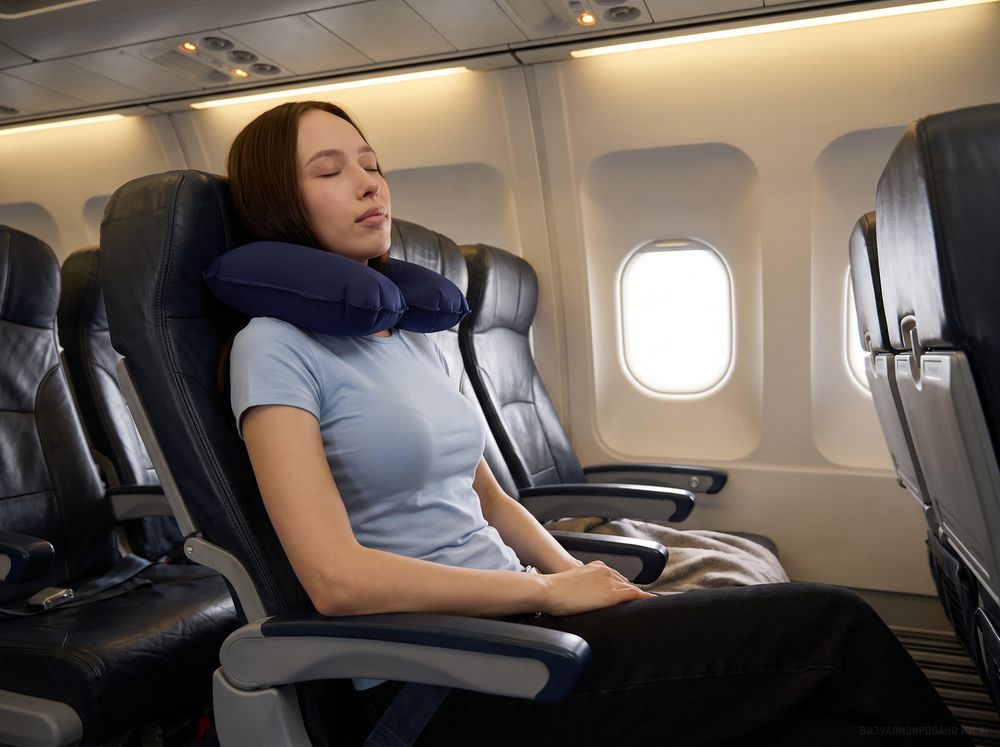 Надувная подушка под шею в чехле Sleep
