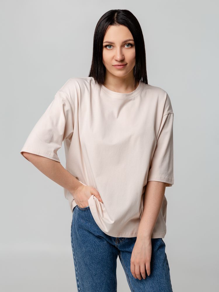 Футболка унисекс оверсайз Street Vibes, бежевая, размер M/L